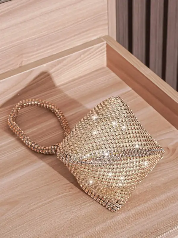 Evening Bag with Crystal Decor Party Elegant Clutch Purse