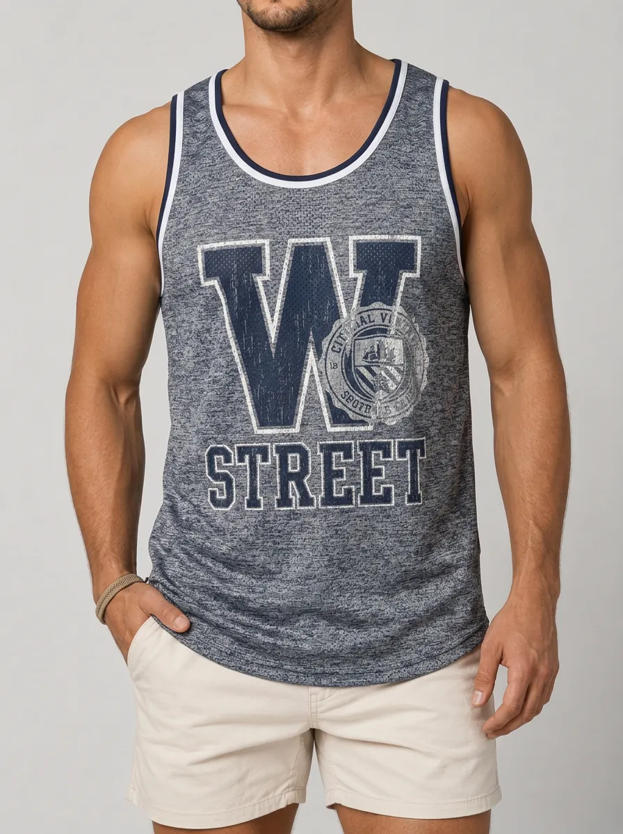 Men's Streetwear W Letter City Vintage Printed Tank Top