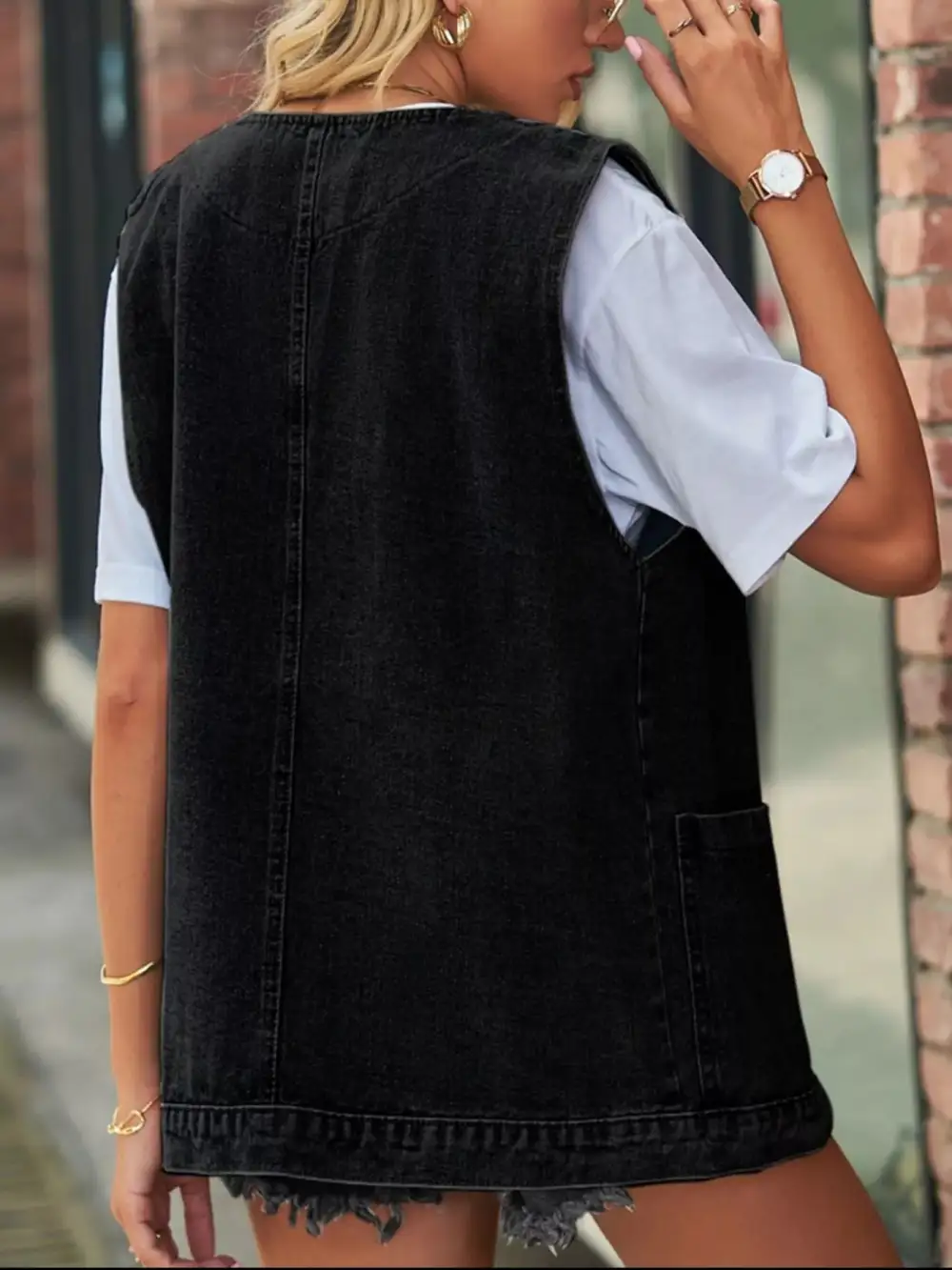 Sleeveless Button-down Jacket Vest
