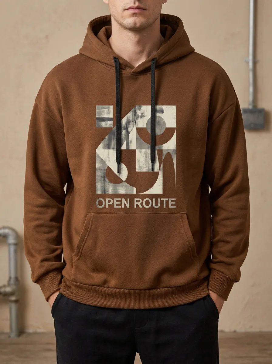 Men's Everyday Open Route Geometric Abstract Print Hoodie