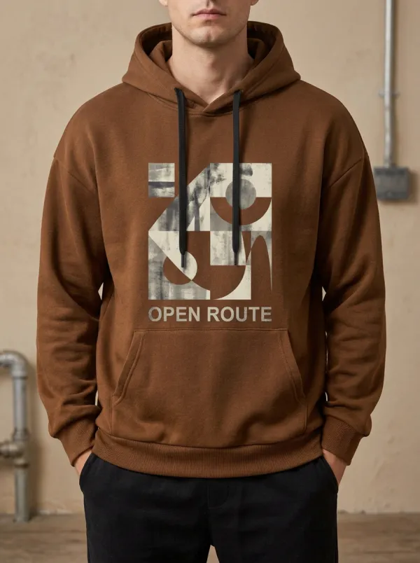 Men's Everyday Open Route Geometric Abstract Print Hoodie