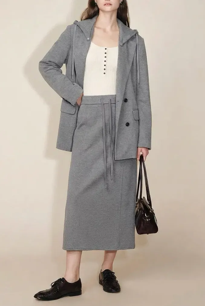 Detachable Hood Tailored Blazer