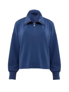 Basic Zip-Neck Sweatshirt With A Lazy Feel