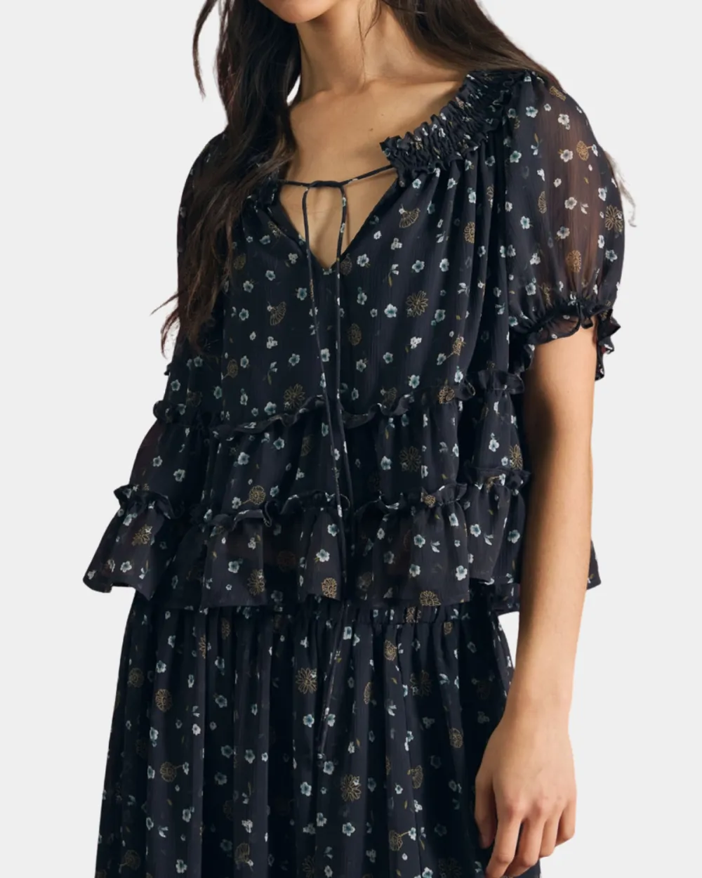 Floral Front Tie Top Sets