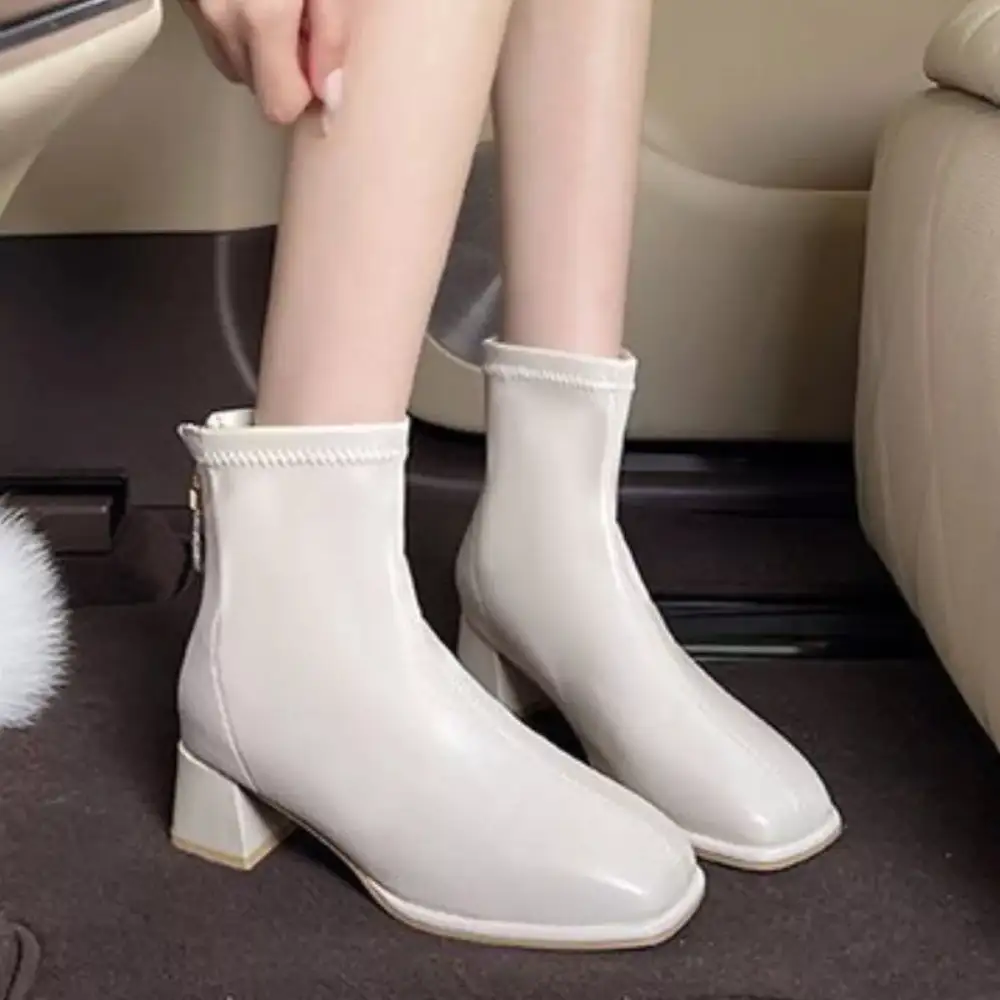 Everyday Square Toe Block Heels Boots