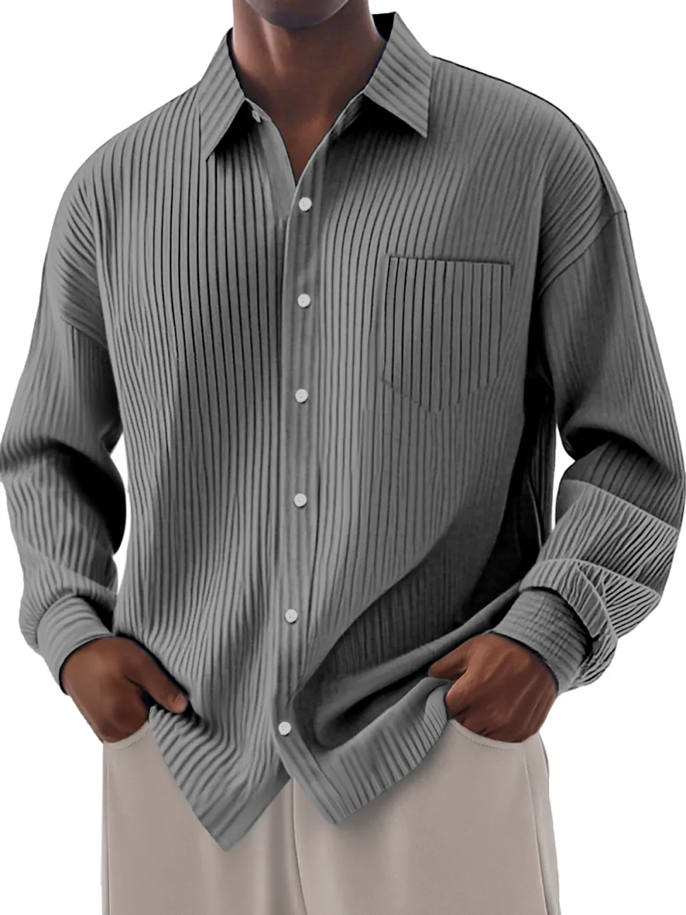 Clean Cut Long Sleeve Button Front Shirt