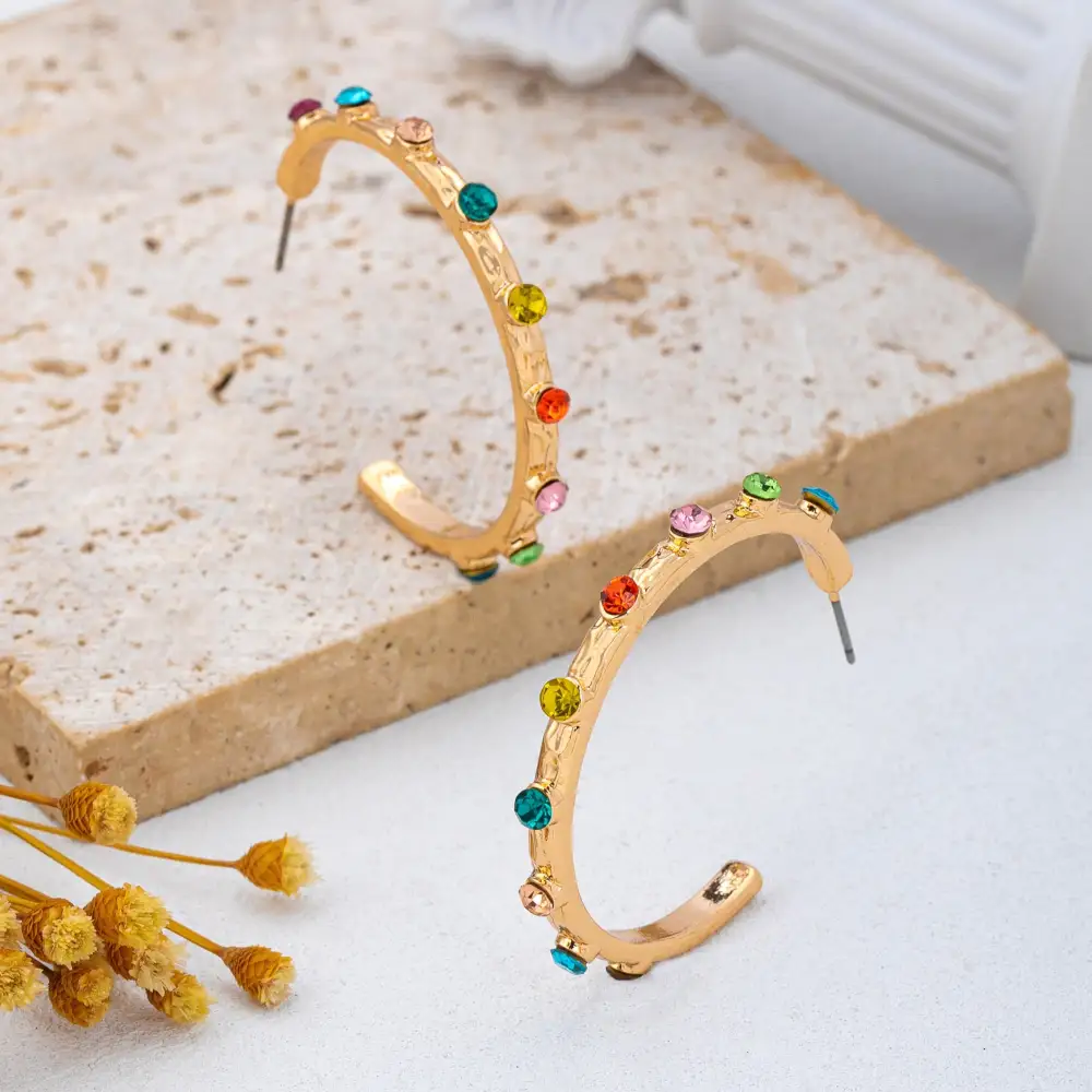 Multi Color Gemstone Hoop arrings