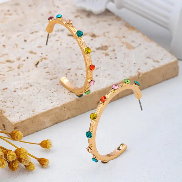 Multi Color Gemstone Hoop arrings