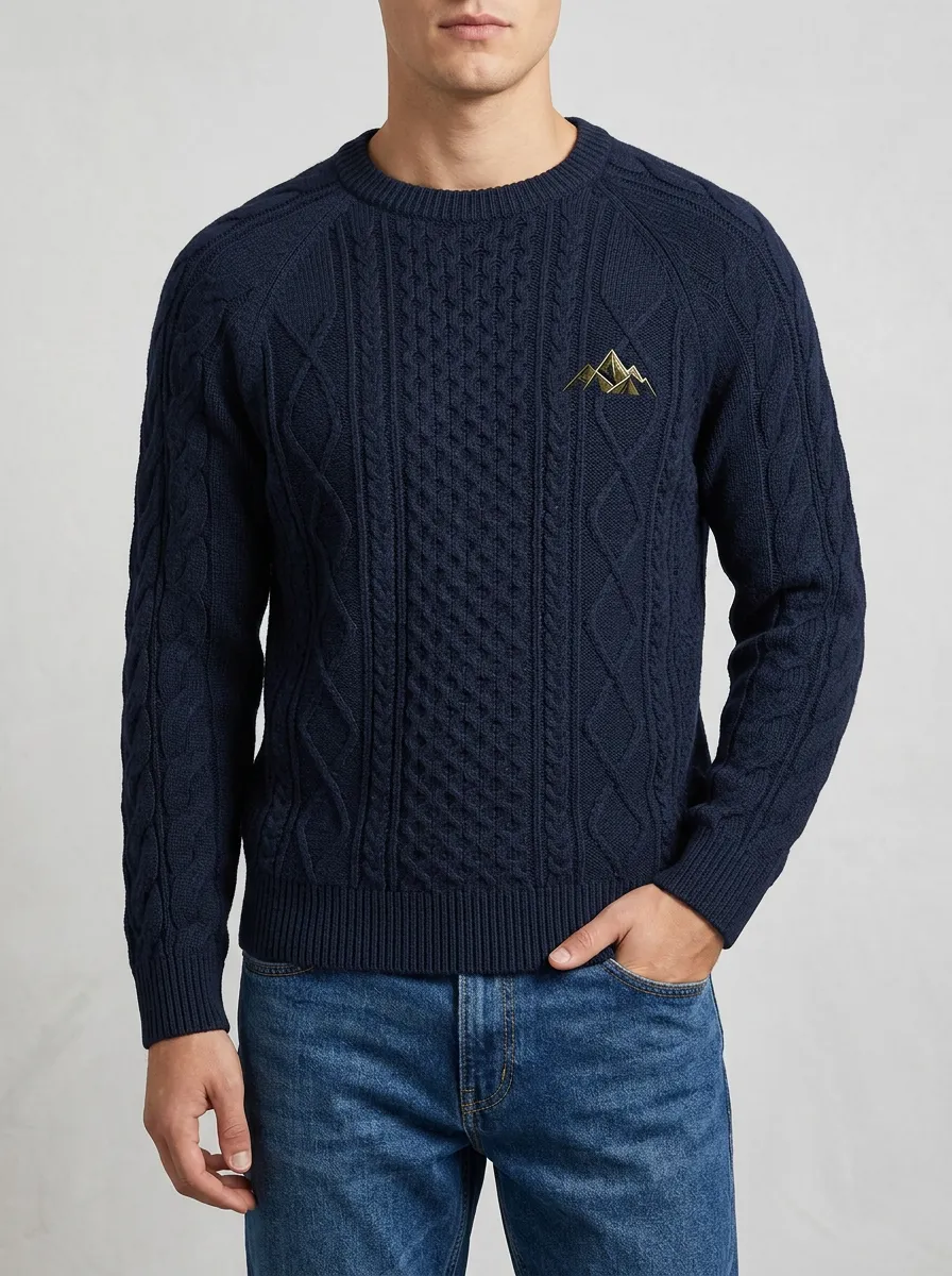 Men's Navy Outdoor Gold Mountain Knit Sweater