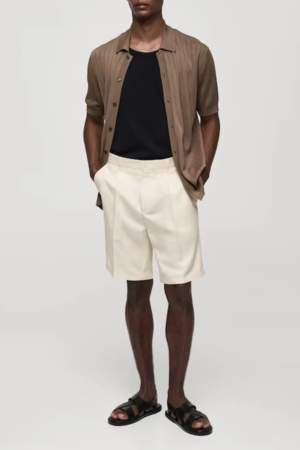 Linen-Blend Dhorts With Pleats