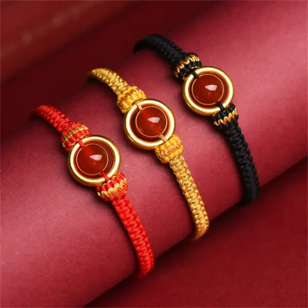 Agate Bead Buckle Rope Bracelet