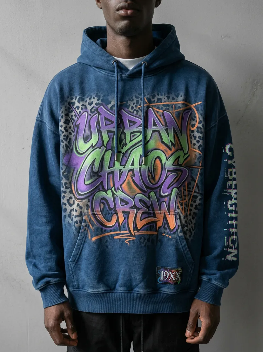 Unisex Streetwear Graffiti Leopard Abstract Hoodie