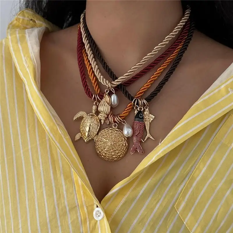Fish Turtle Shell Pendant Necklace
