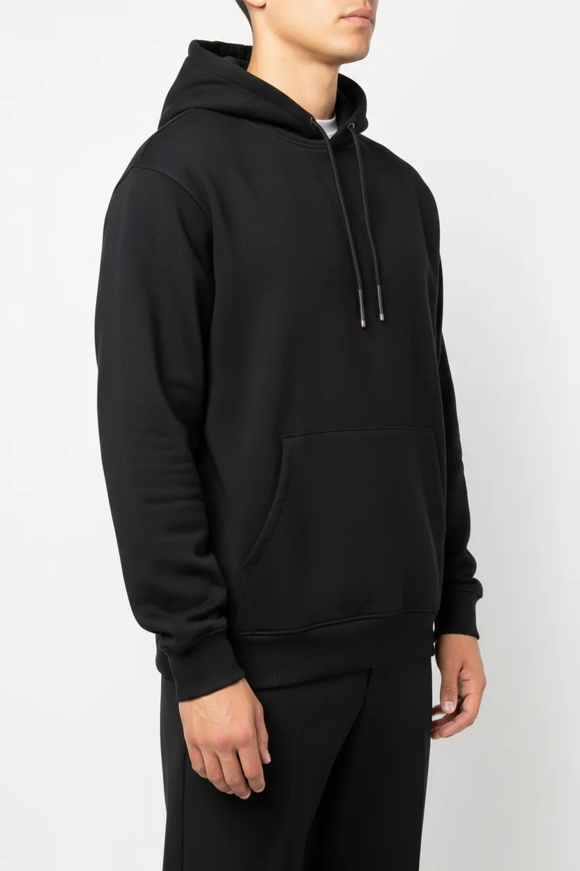 Classic Regular Fit Cotton Ribbed Hooded Pullover Hoodie