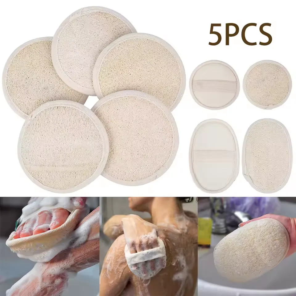 5pcs/pack Exfoliating Loofah Pads Scrubbing Travel