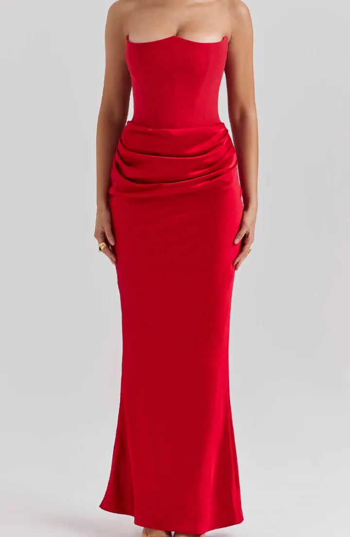 Lace Strapless Midi Dress