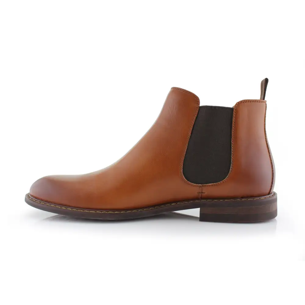Rugged Faux-Leather Slip-On Elastic-Side Chelsea Boots