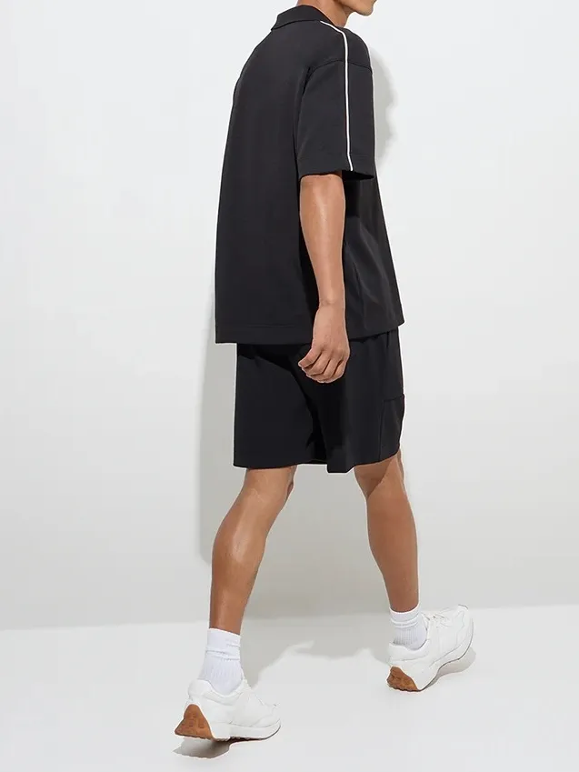 Solid Loose Mid-Waist Shorts
