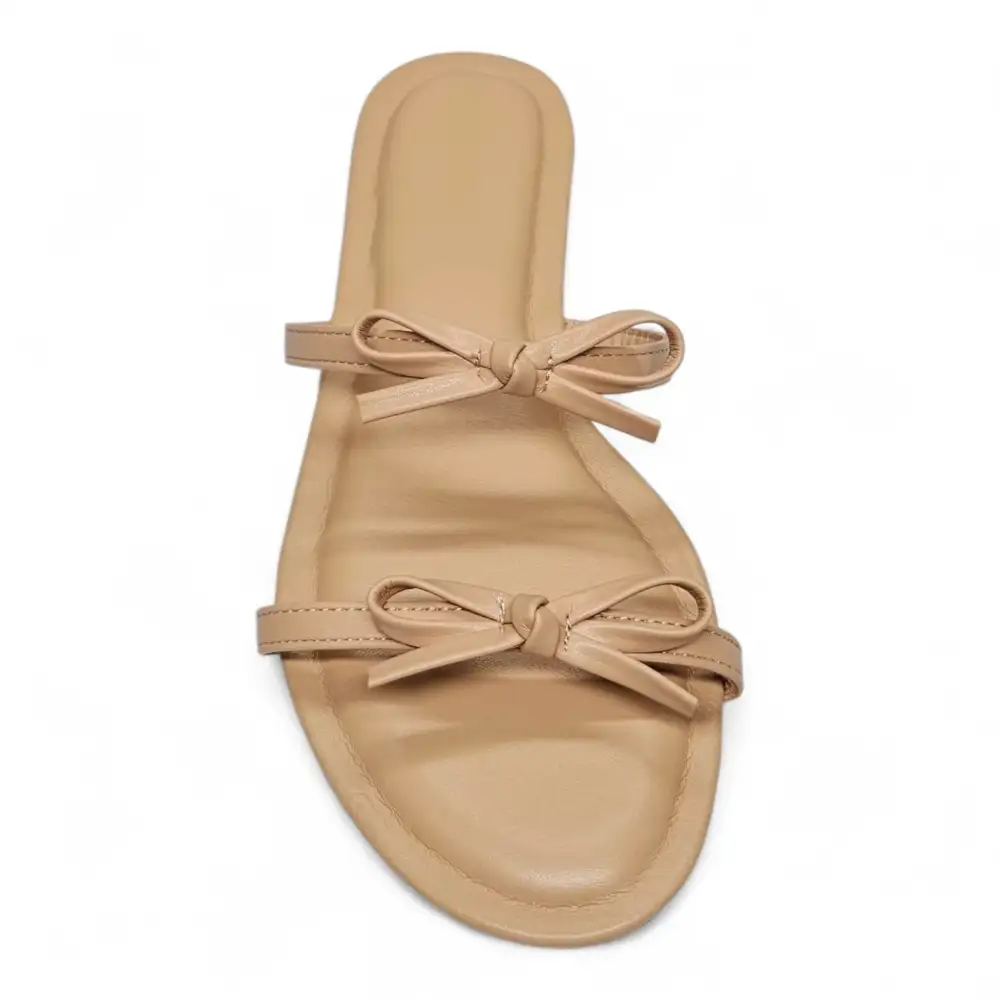 Wallet Double Bow Strap Slide Sandal