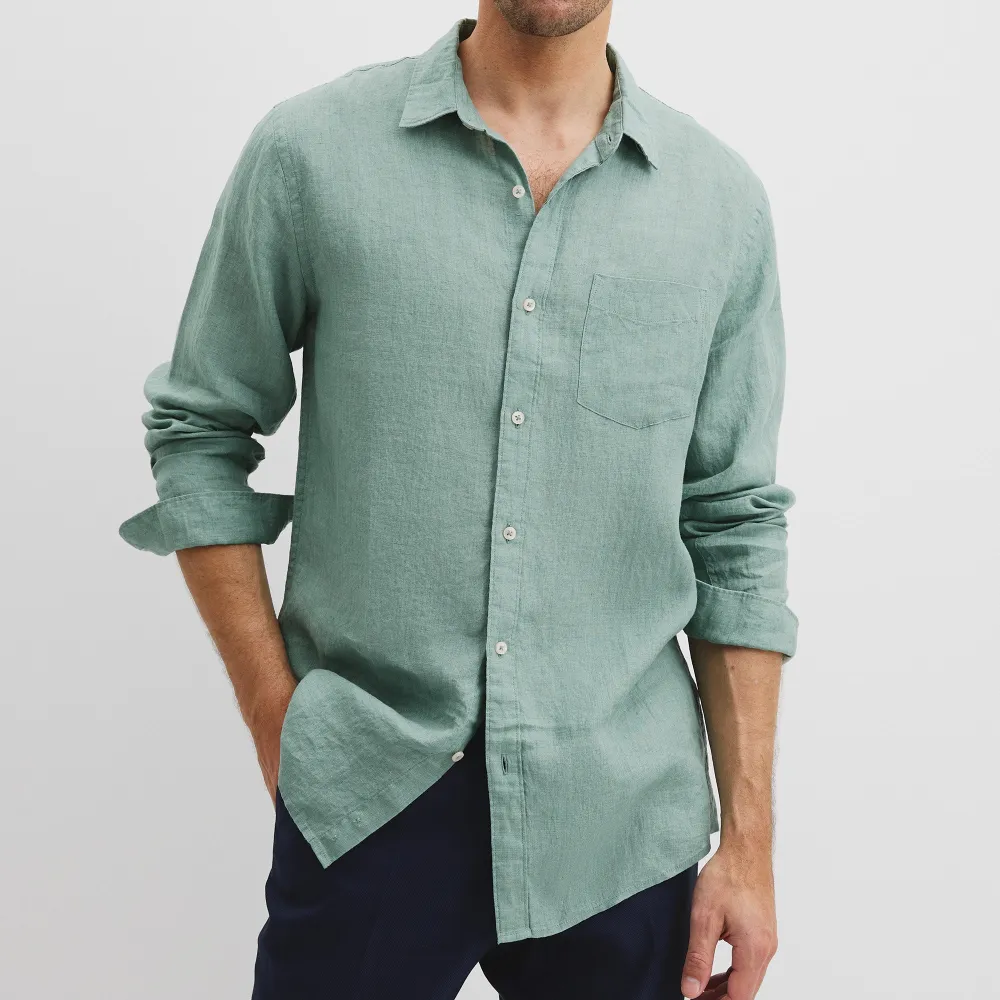 Men's Textured Regular Fit Linen Shirt