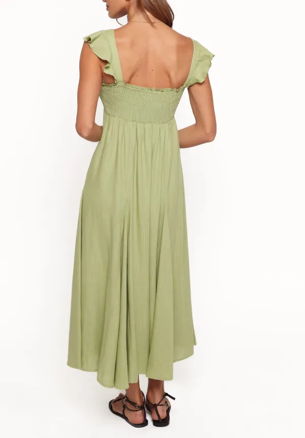 A-Line Square Neck Midi Dress