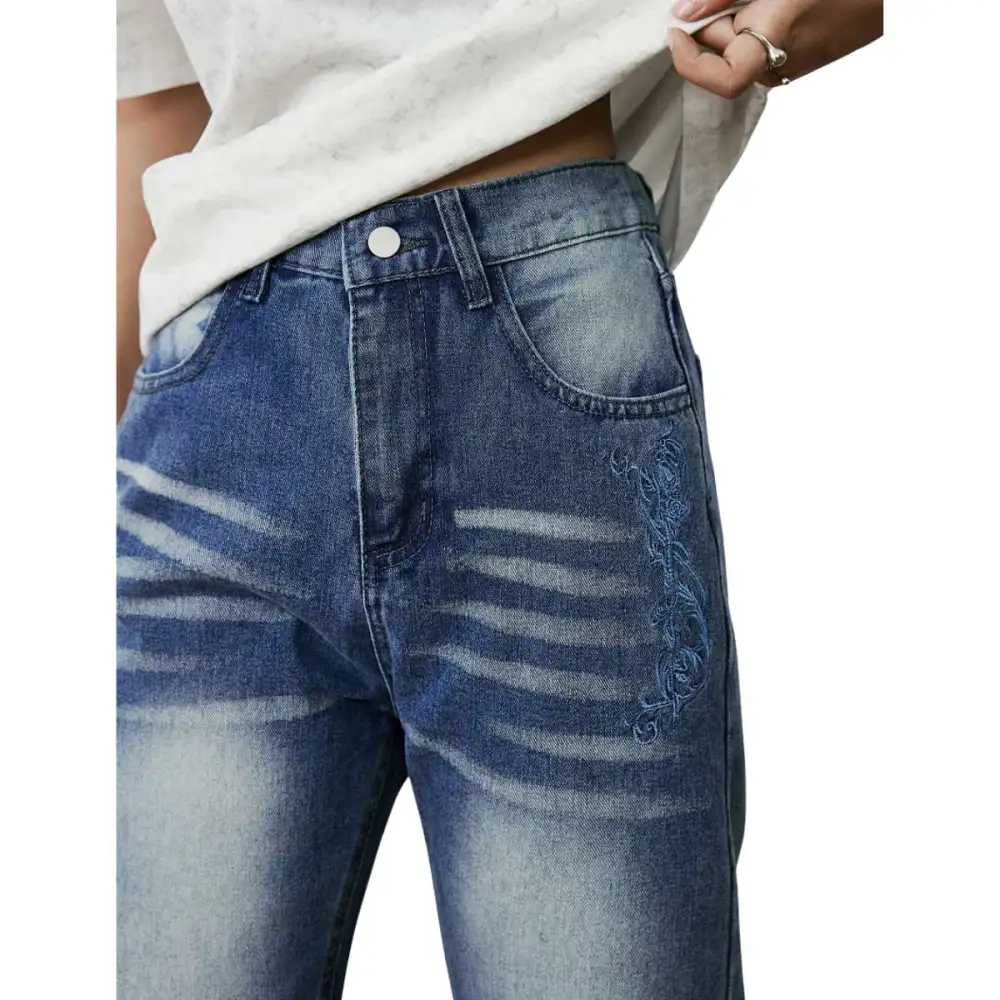 Bootcut Embroidered Denim Jeans