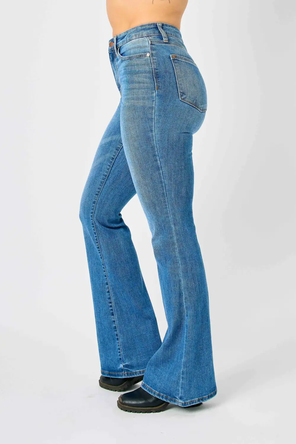 Contoured Flare Leg Denim Jeans