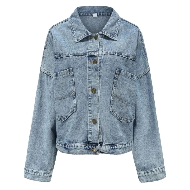 Button-Down Drop-Shoulder Denim Jacket