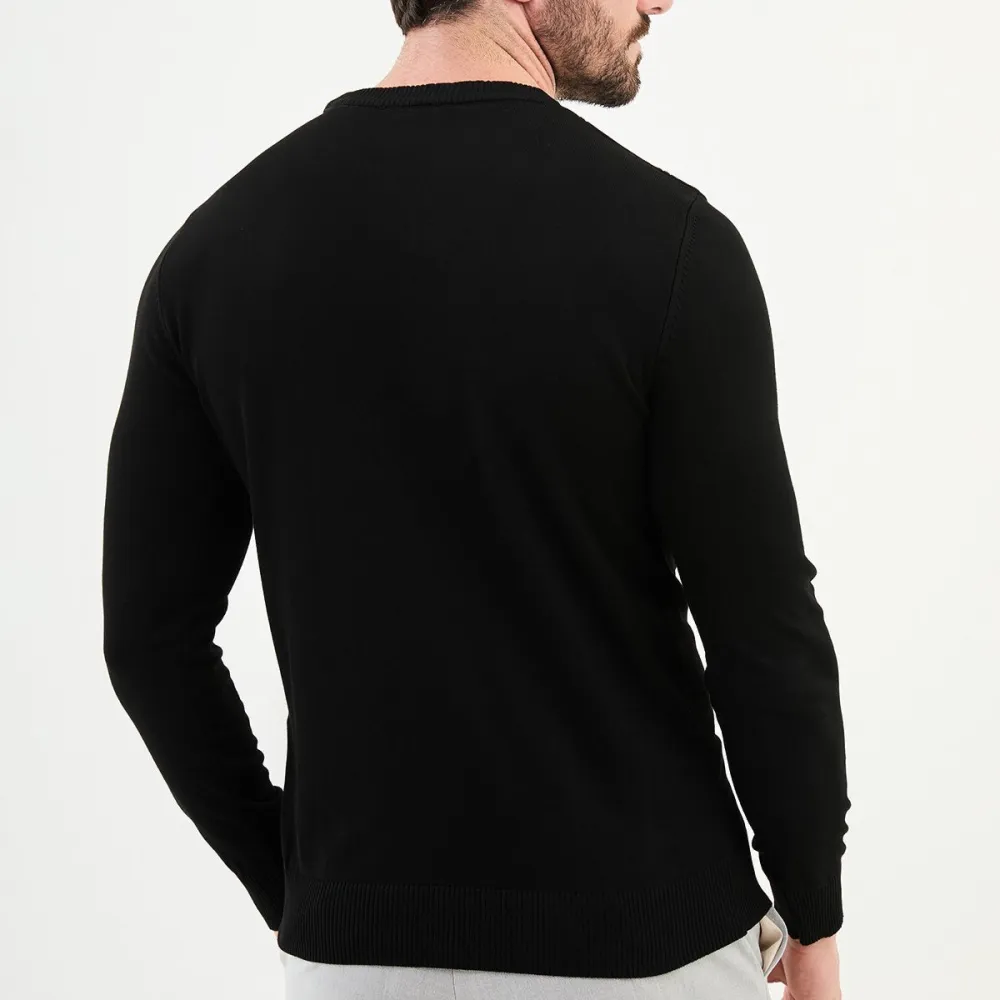 Long Sleeve Slim Fit Cotton Knit Sweater