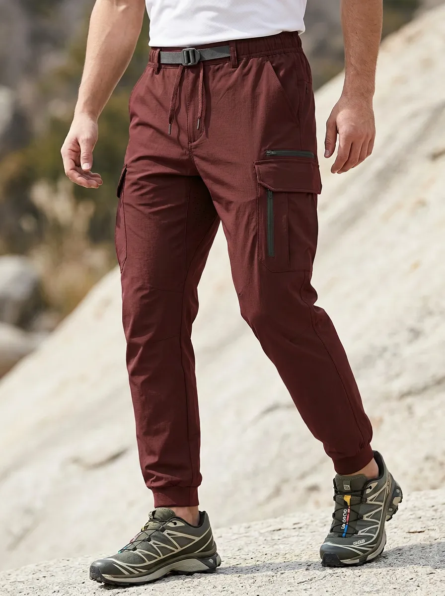 Men's Multi-Pocket Quick-Dry Belted Cargo Joggers