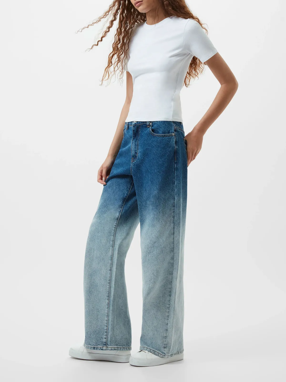 Creative And Fashionable Gradient Blue Wide-Leg Trousers