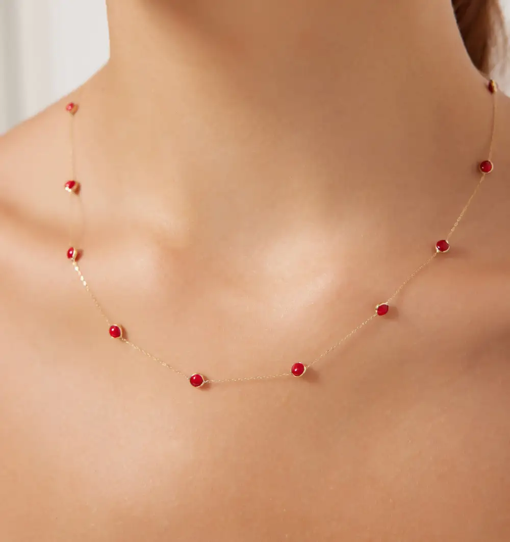 Beaded Station Ruby Necklace