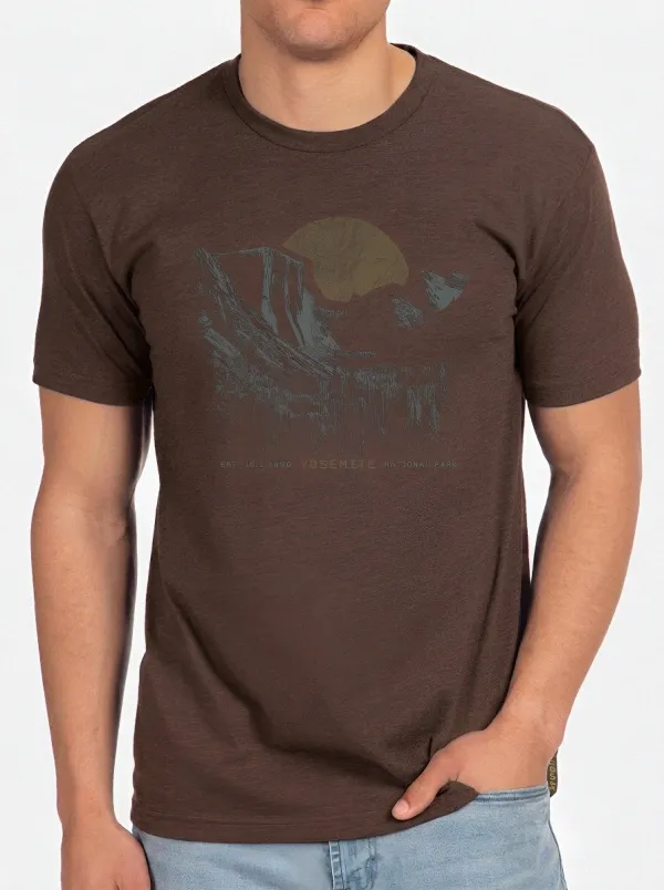 Men's Yosemite National Park Mountain Landscape Printed T-shirt
