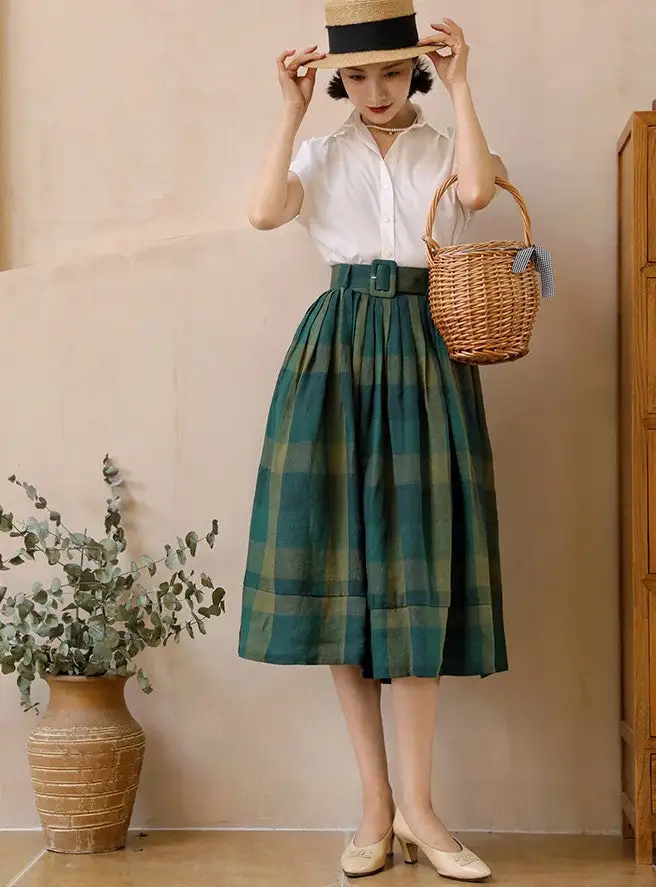 Smooth Relaxed Everyday Casual Plaid Skirt