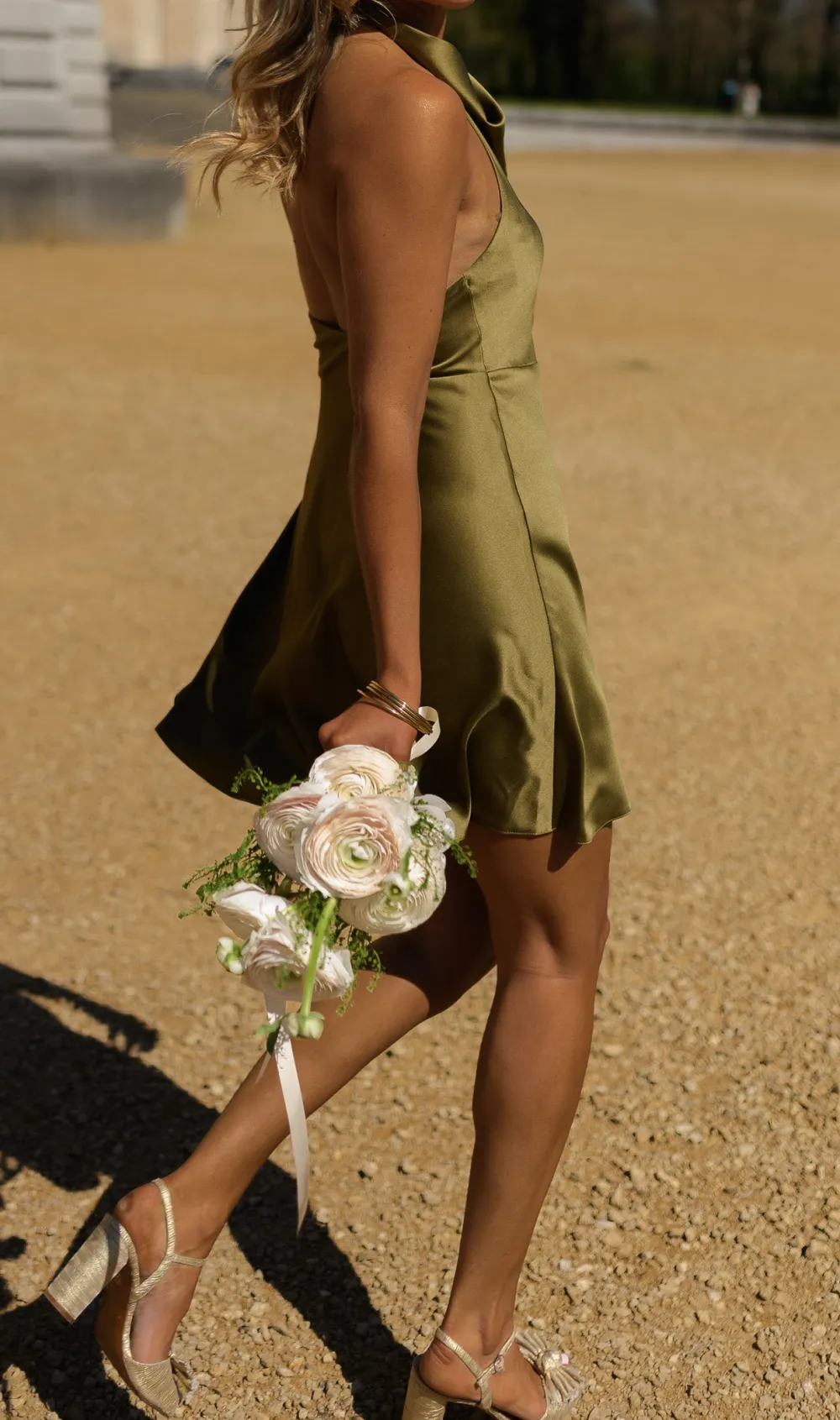 Satin Finish Open Back Mini Dress