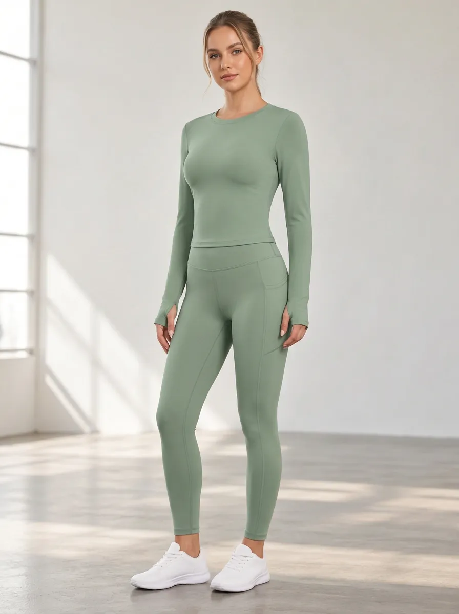 Women's Move Free Long Sleeve Thumbhole Leggings Set