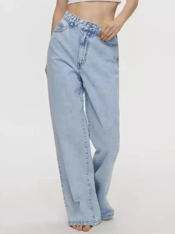 High Waisted Wide Leg Denim Jeans