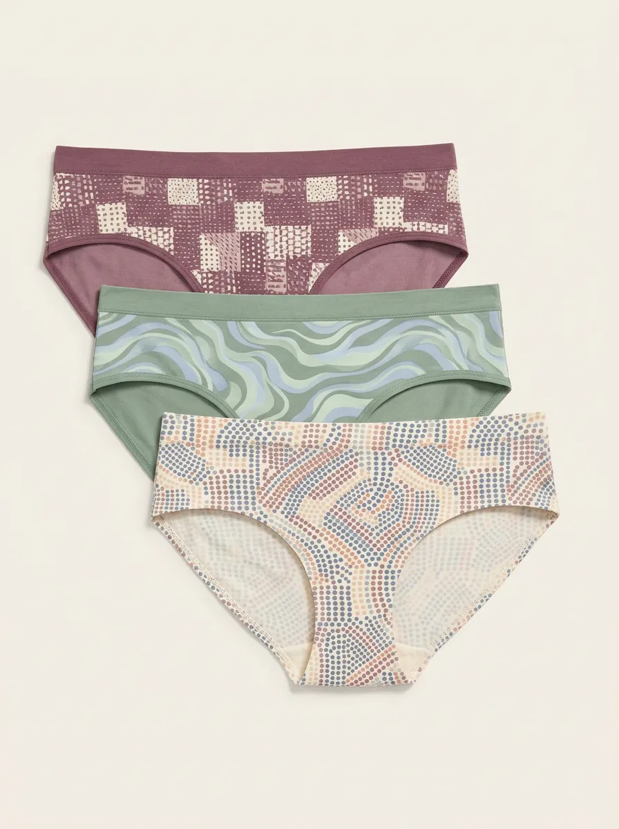 Women's Geometric Abstract Pattern Printed Three-Pack Panties