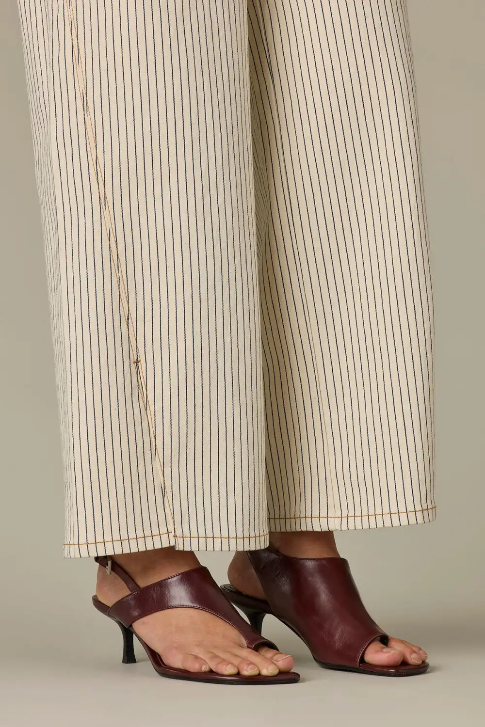  High Rise Forward Seam Striped Petite Wide Jeans