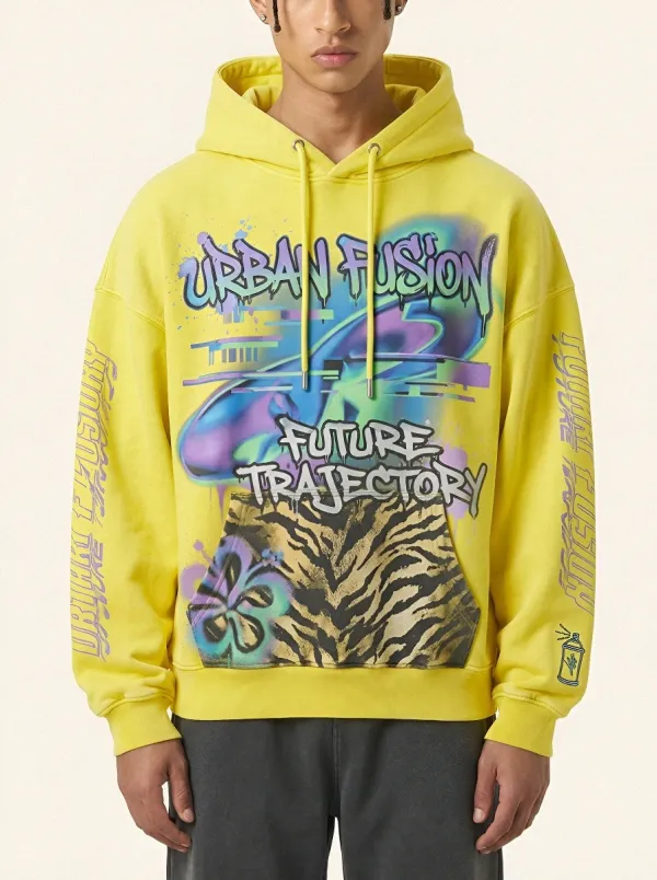 Unisex Streetwear Graffiti Tiger Hoodie