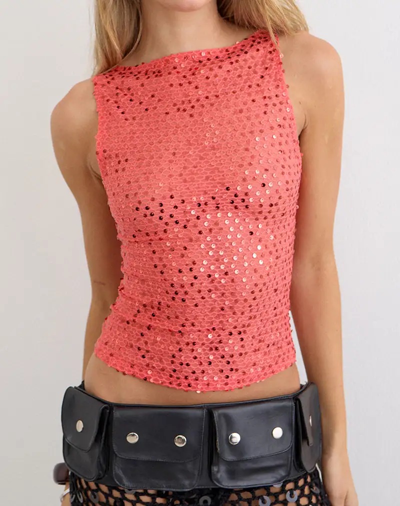 Sleek Sequin Knit Tank Top