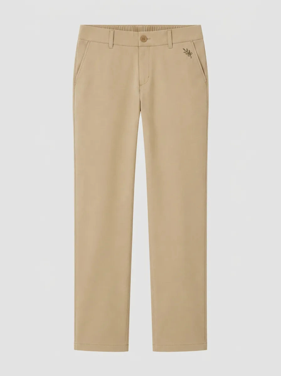Women's Modern Comfort Olive Branch Embroidered Mid Rise Straight Leg Pants