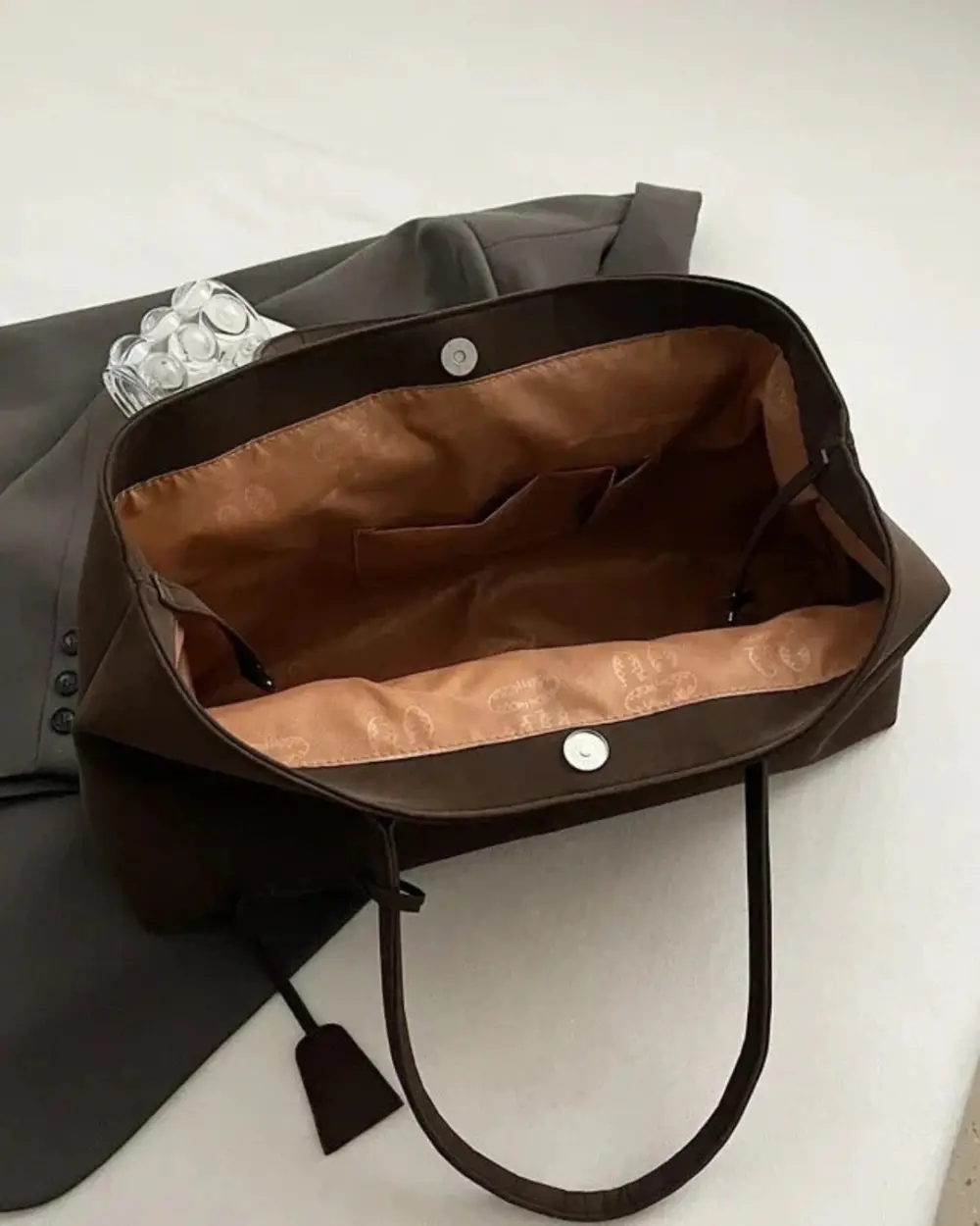 Panel Front Straw Tote Bag