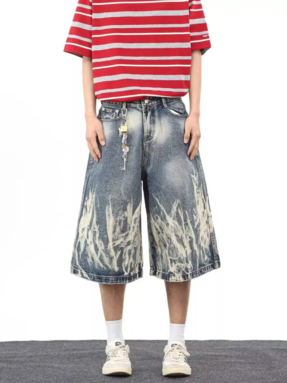 Refined Men's Full Size Wide Leg Denim Shorts Plus