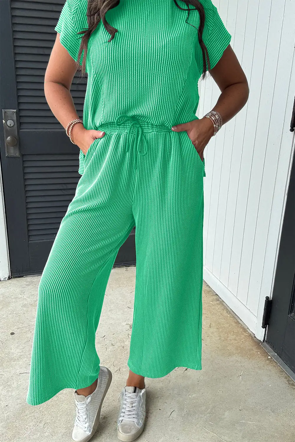 Solid Knit Relaxed Shorts Lounge Set Comfort