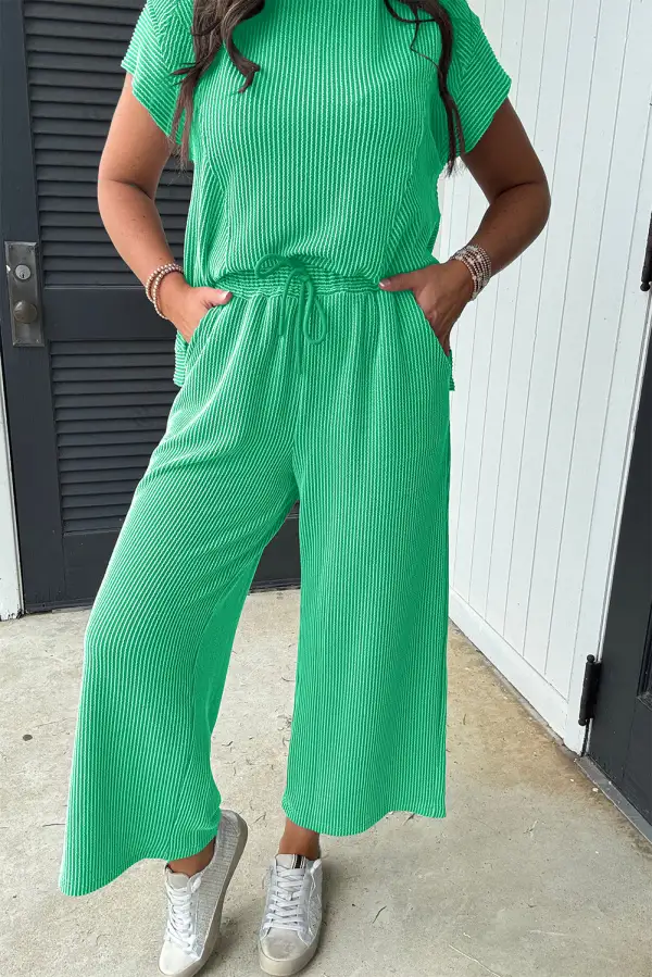 Solid Knit Relaxed Shorts Lounge Set Comfort