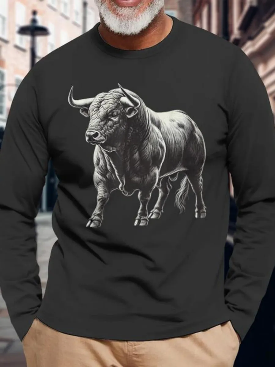 Bull Printed Long Sleeve T-Shirt