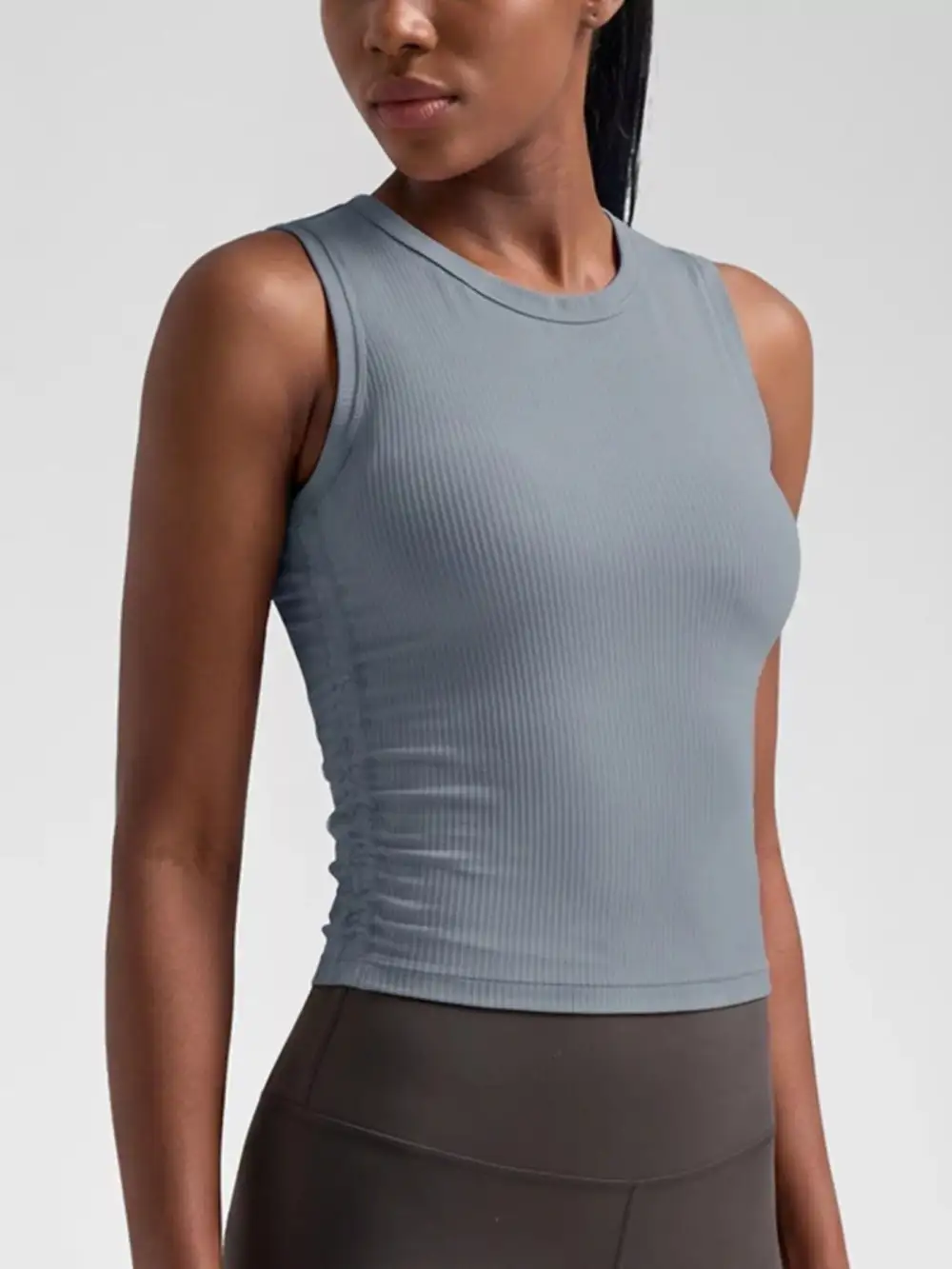 Ruched Ribbed Breathable  Tank Top