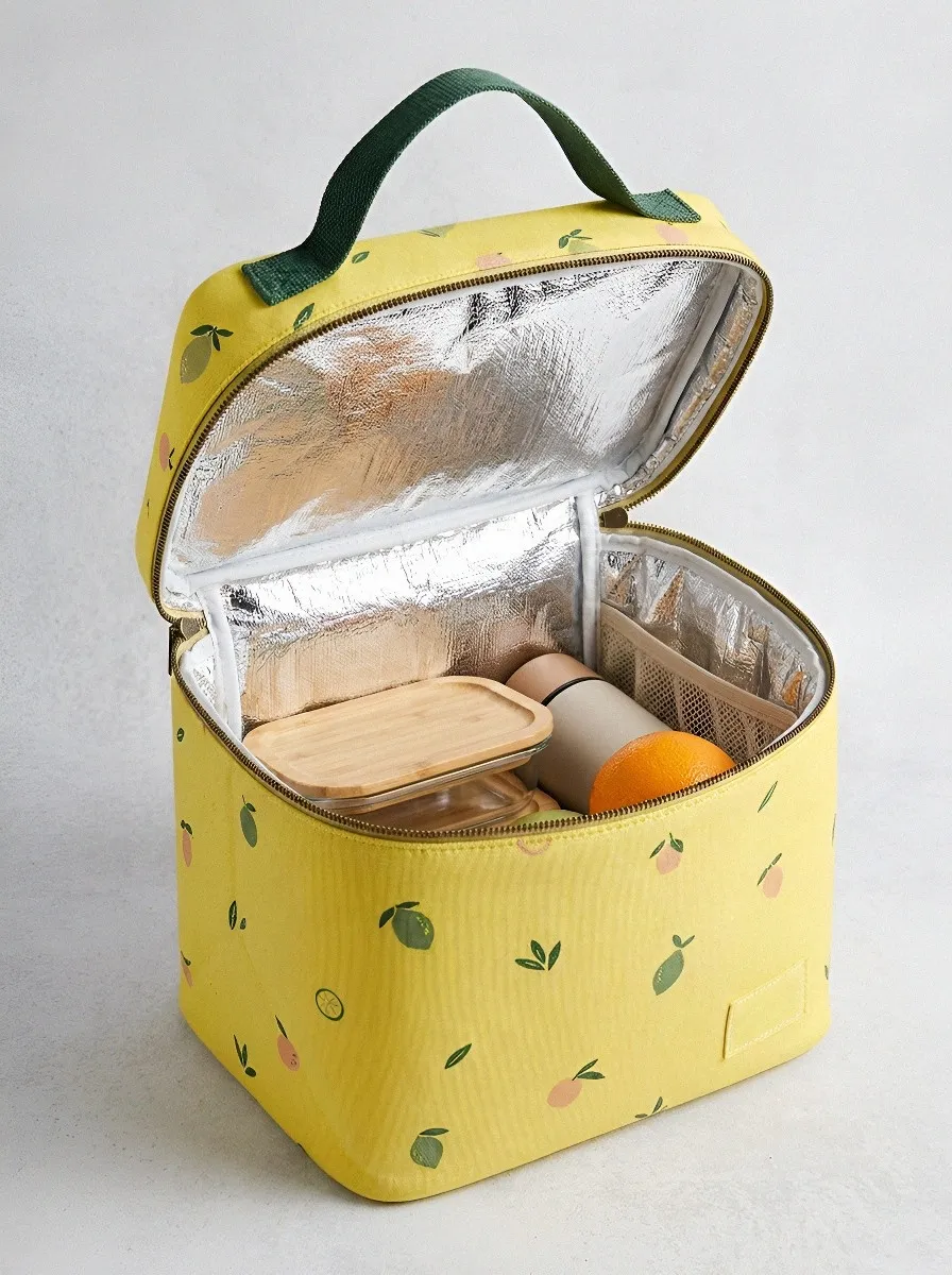 Fruit Lover Lemon Pattern Printed Insulated Lunch Bag