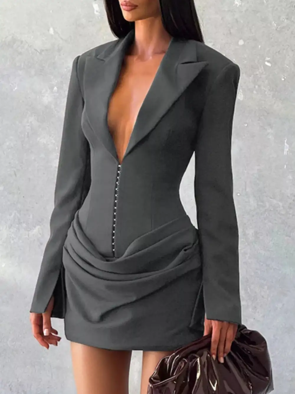 Full Size Blazer- Sleeve Mini Dress Plus Size